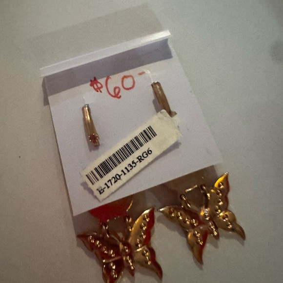 Mariana Gold and Purple Butterfly Earrings - Picture 2 of 3